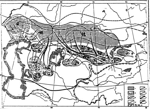 Ареал и размещение популяций сайгаков в Казахстане