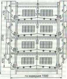 Клеточная батарея для содержания промышленных кур-несушек
