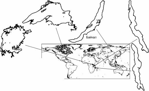 Морфометрические данные некоторых крупных озёр.