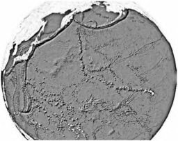 Цепочка вулканов, идущая от Гавайских до Алеутских островов, образованная горячей точкой. По GoogleEartli.