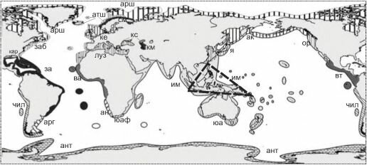 Компилятивная схема биогеографического районирования шельфа