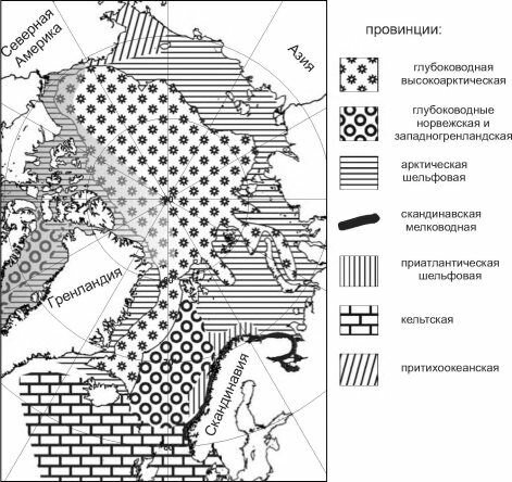 Схема биогеографического районирования Северного Ледовитого океана по полихетам